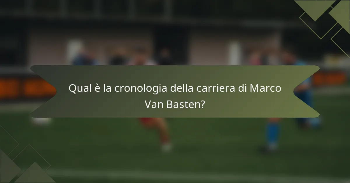 Qual è la cronologia della carriera di Marco Van Basten?