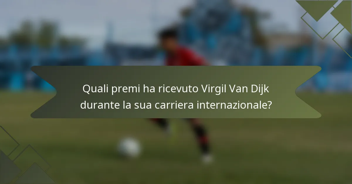 Quali premi ha ricevuto Virgil Van Dijk durante la sua carriera internazionale?