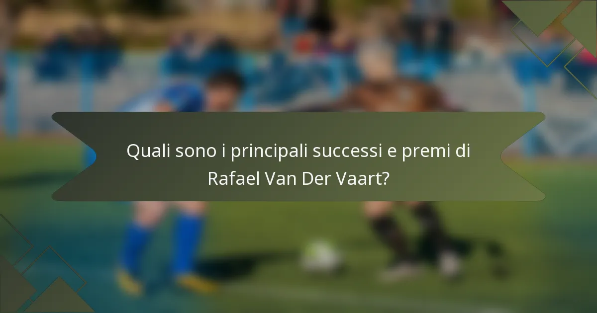 Quali sono i principali successi e premi di Rafael Van Der Vaart?