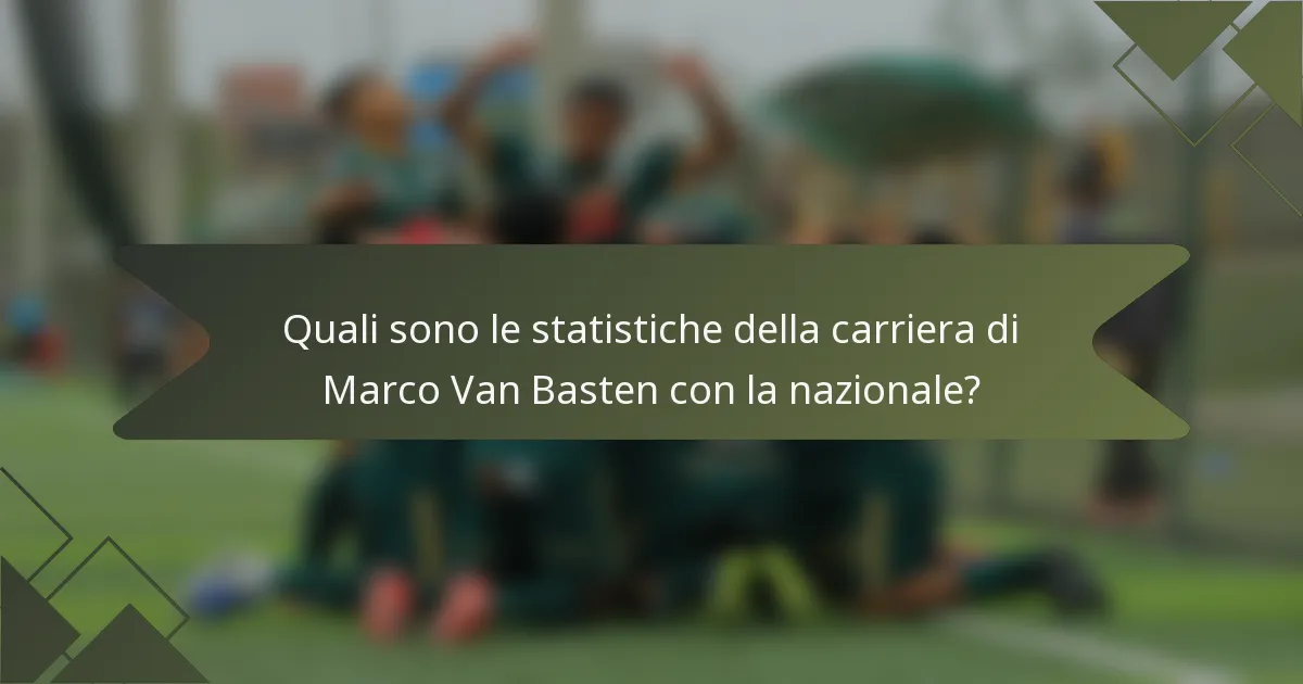 Quali sono le statistiche della carriera di Marco Van Basten con la nazionale?